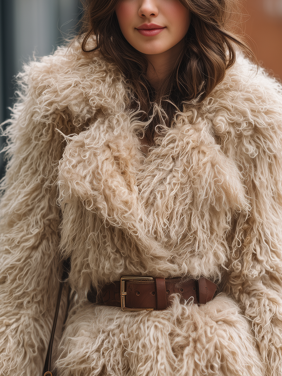 Vintage Urban Lapel Faux Fur Coat