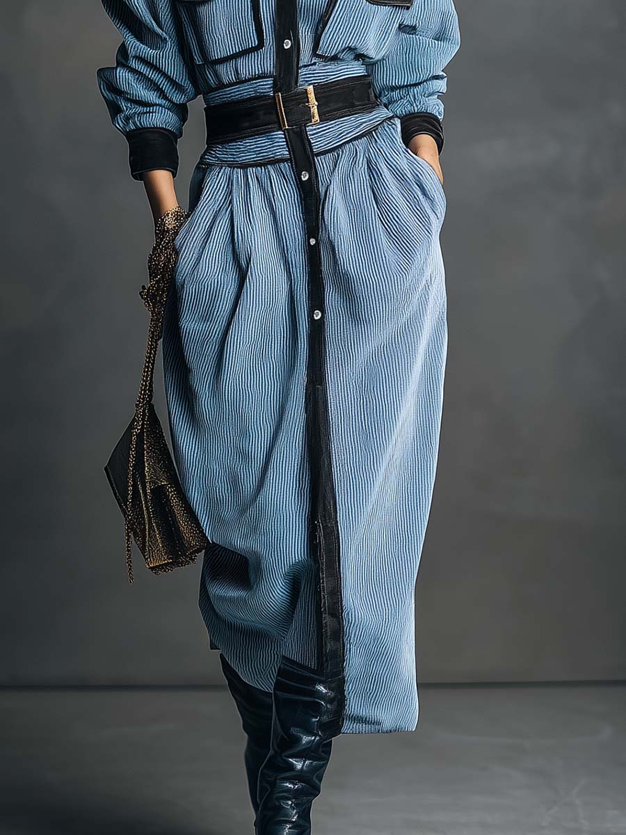 Oakly Fashion™ | Light Blue Corduroy Dress