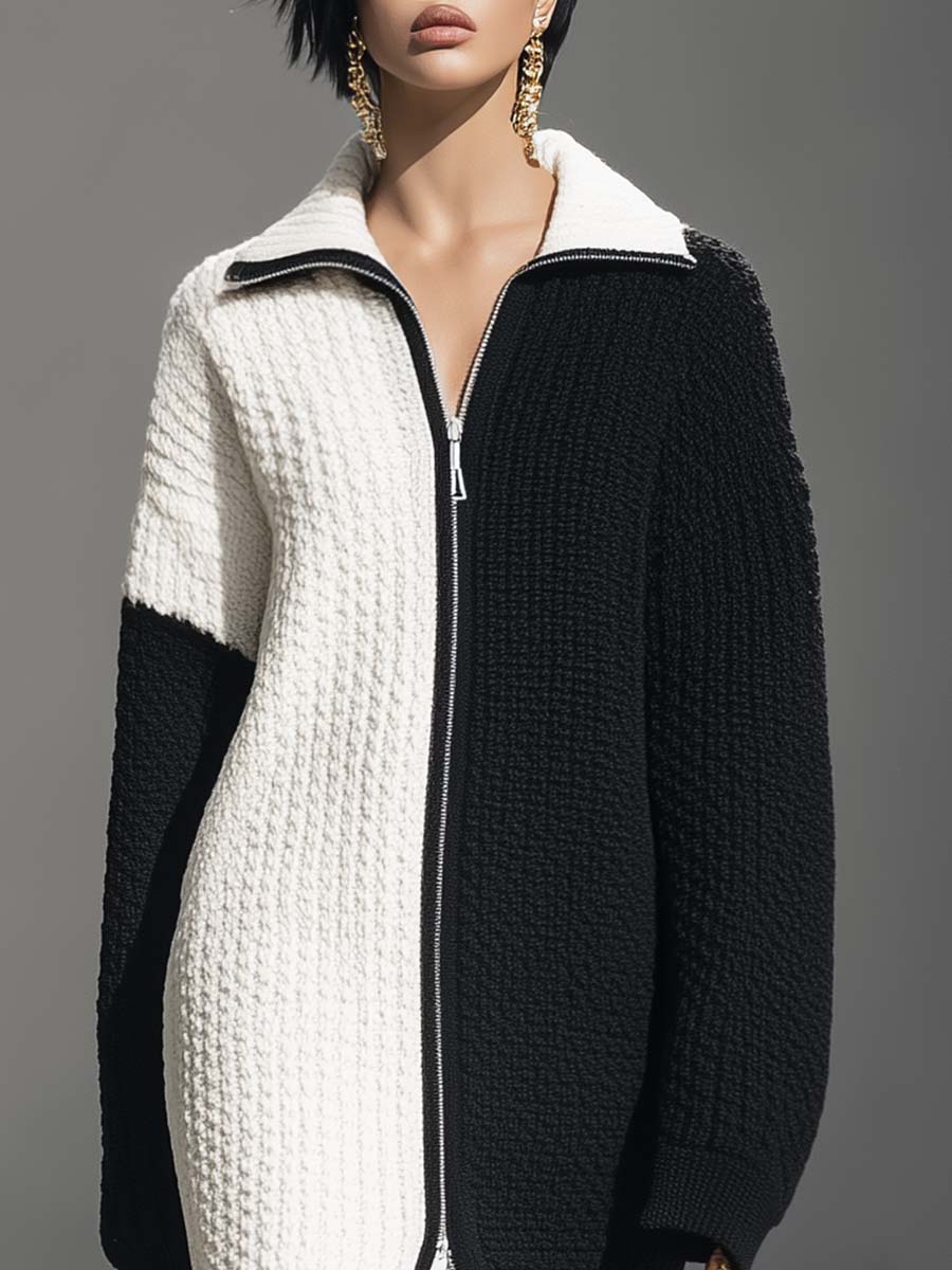 Oakly Fashion™ | Black And White Knit Maxi Dress