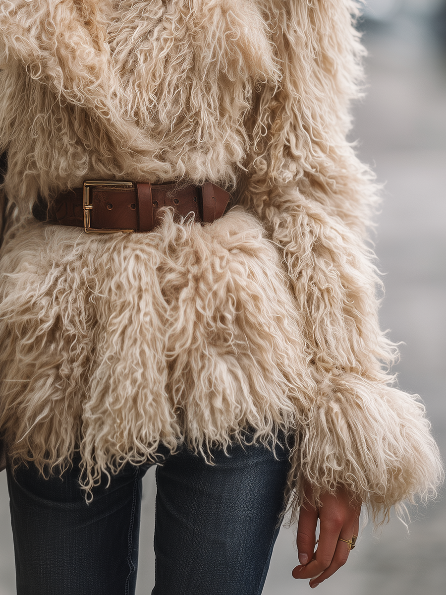 Vintage Urban Lapel Faux Fur Coat