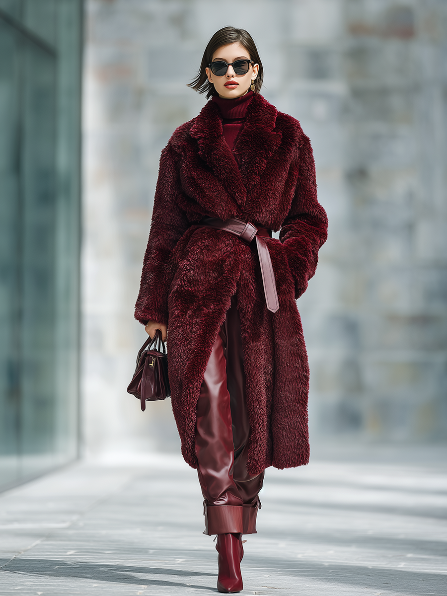 Vintage Elegant Faux Fur Long Coat