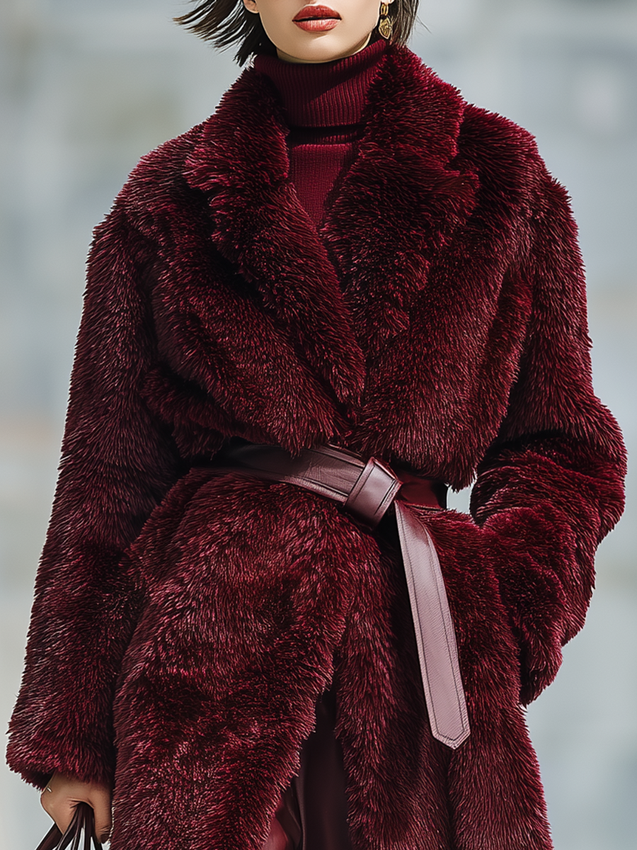 Vintage Elegant Faux Fur Long Coat