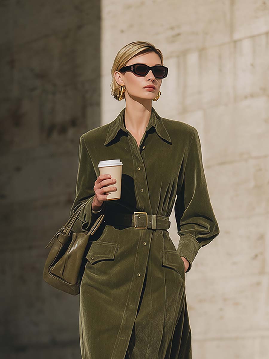 Oakly Fashion™ | Velvet Green Midi Dress