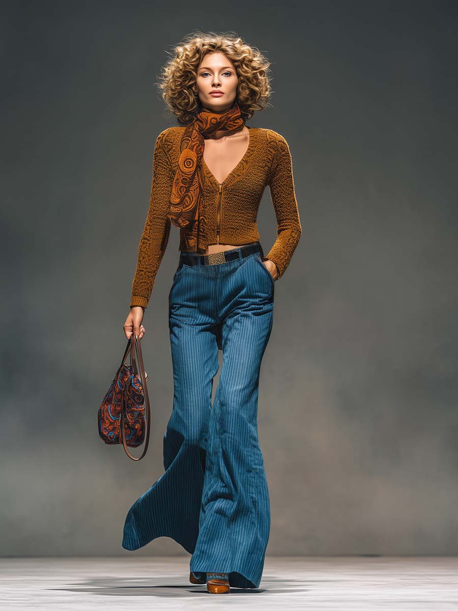 Oakly Fashion™ | Blue Striped Denim Flared Pants