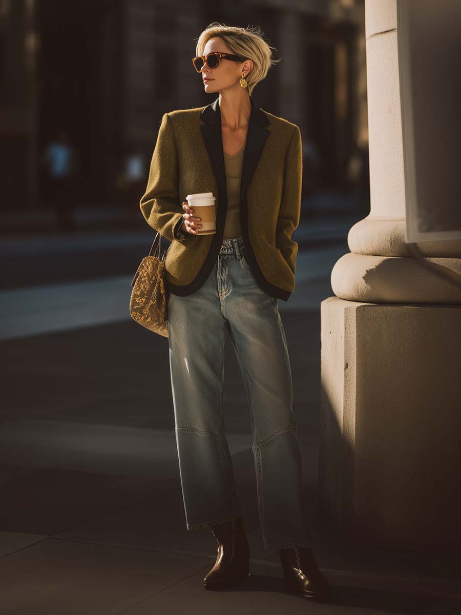 Exquisite Casual Simple Street Contrast Color Notch Lapel Olive Green Jacket
