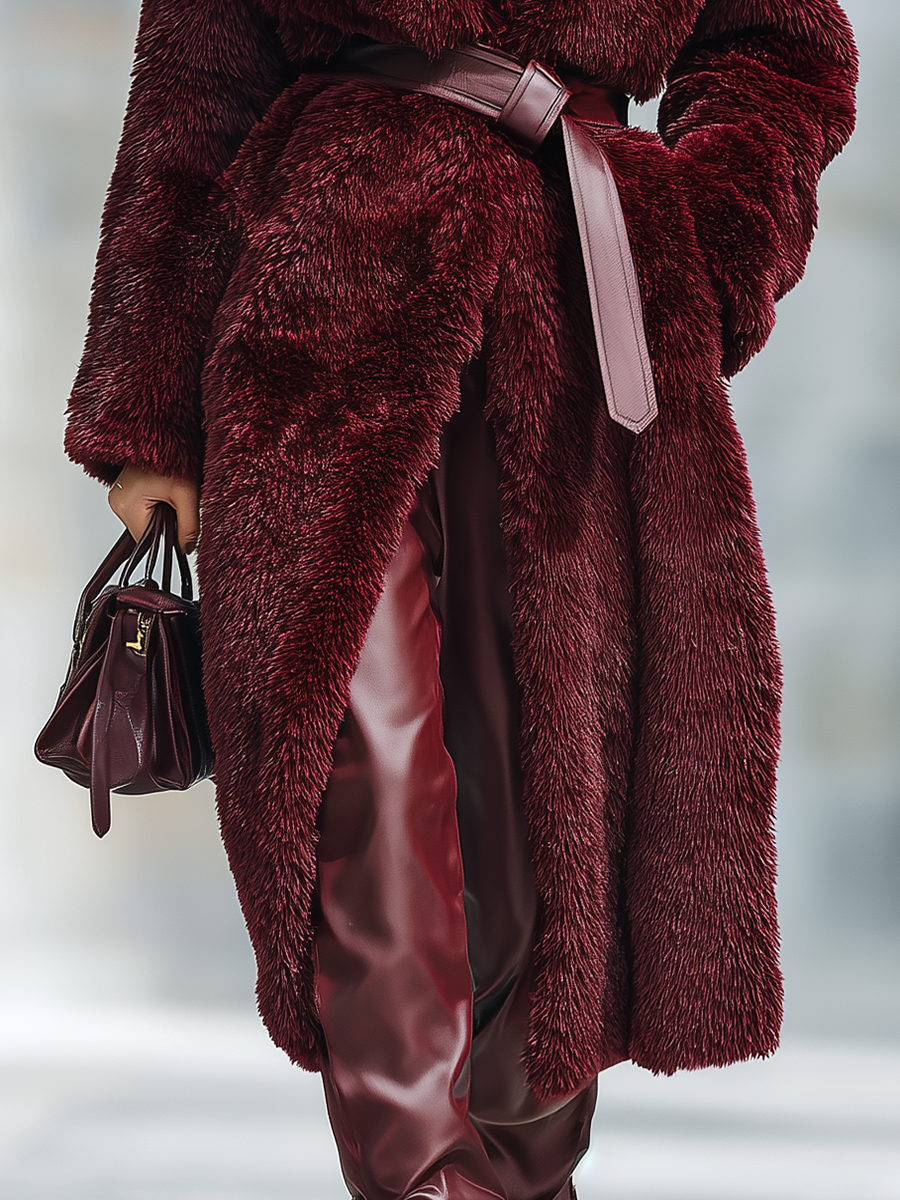 Vintage Elegant Faux Fur Long Coat