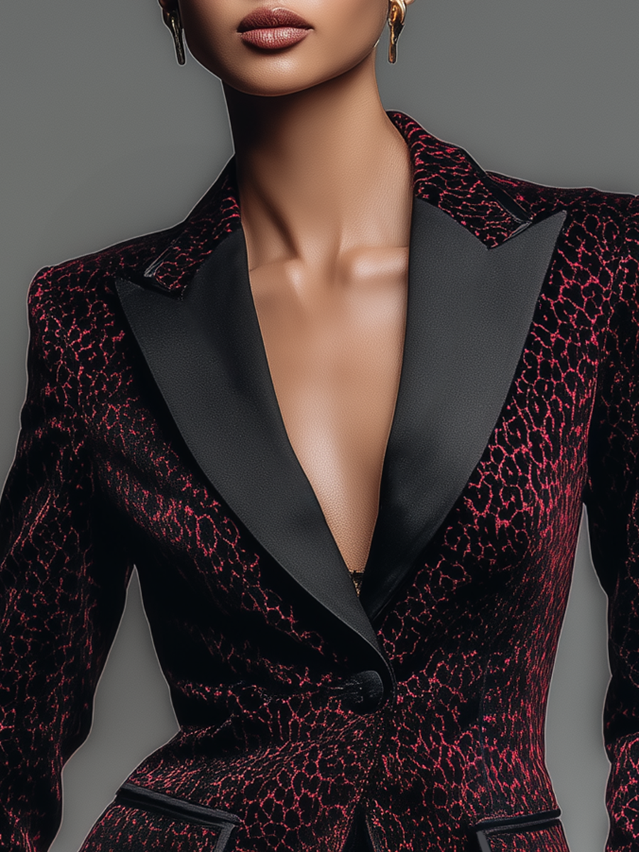 Stylish Retro Leopard-print Velvet Blazer