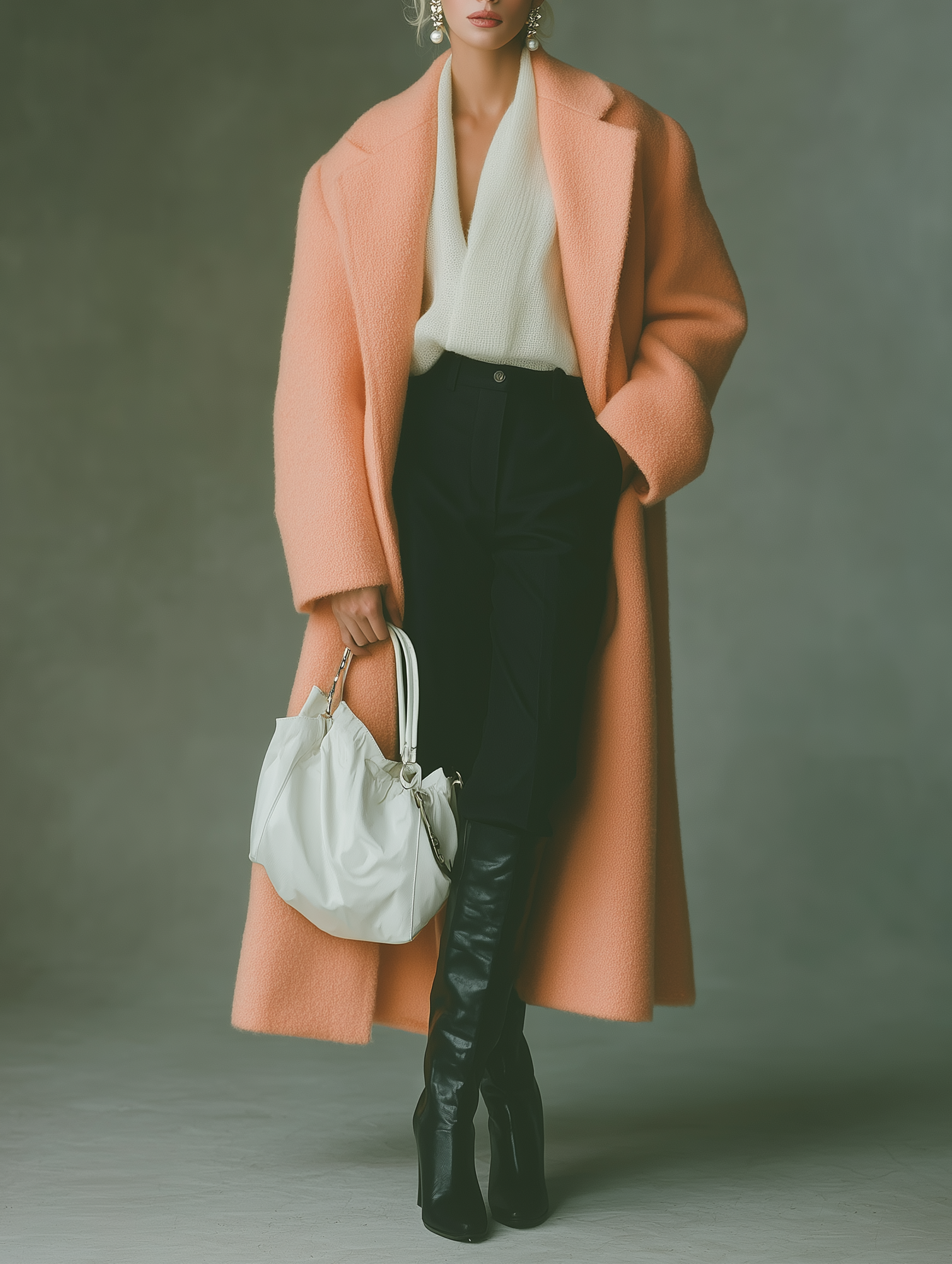 Urban Lapel Peach Orange Oversized Coats