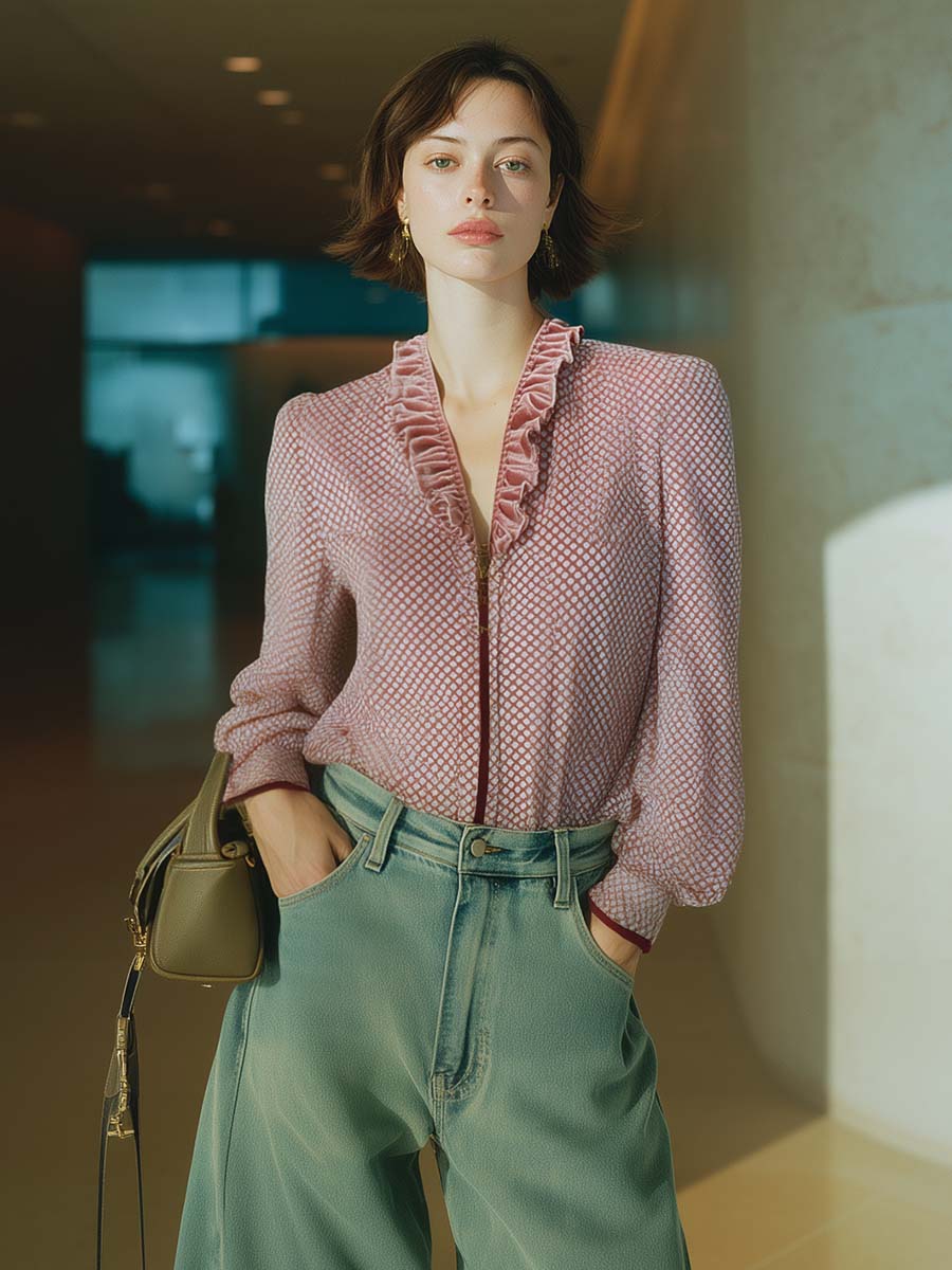 Oakly Fashion™ | Light Pink Velvet Shirt
