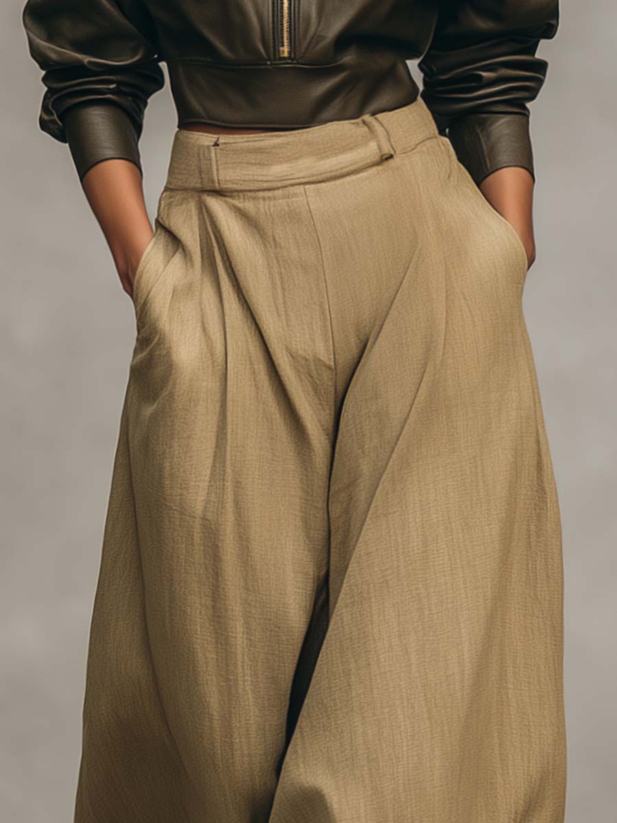Oakly Fashion™ | Khaki Cotton And Linen Loose Pants