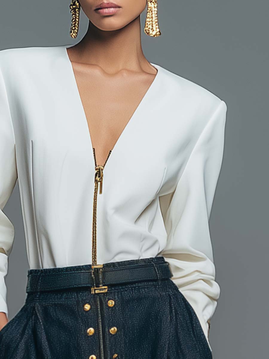 Oakly Fashion™ | White V-neck Shirt