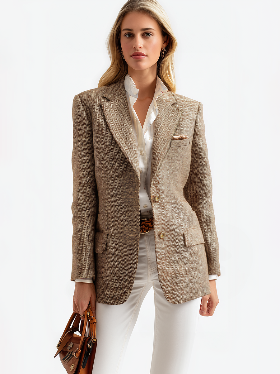 Vintage 3-pocket Herringbone Blazer