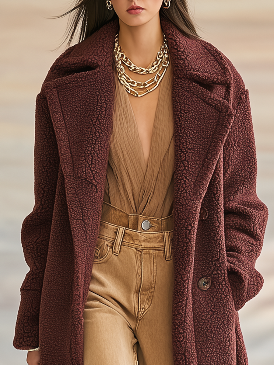 Vintage Outdoor Warm Sherpa Mid-length Coat