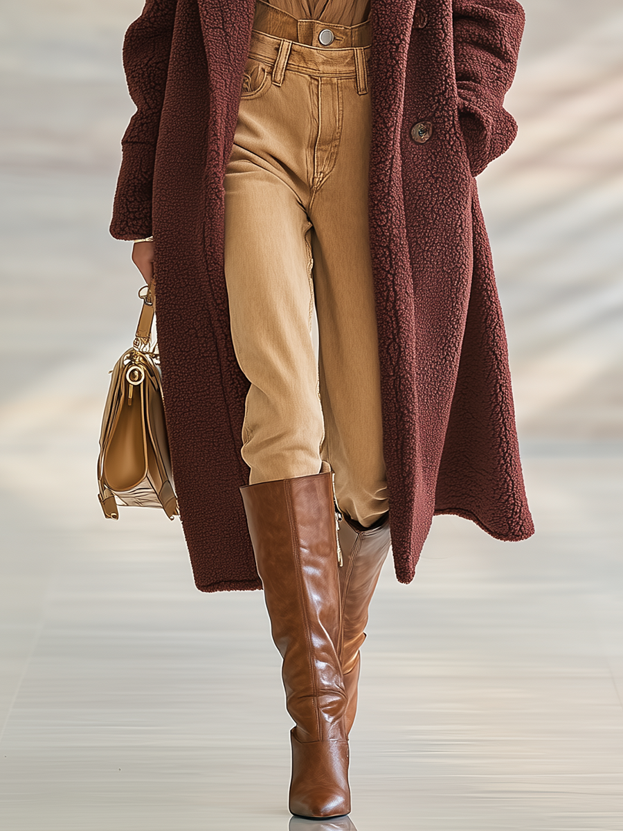Vintage Outdoor Warm Sherpa Mid-length Coat