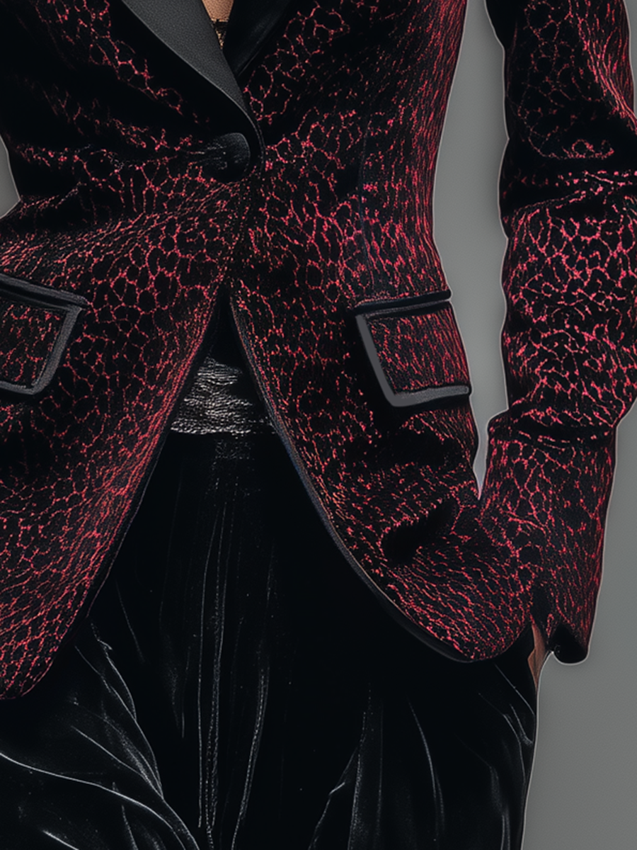 Stylish Retro Leopard-print Velvet Blazer