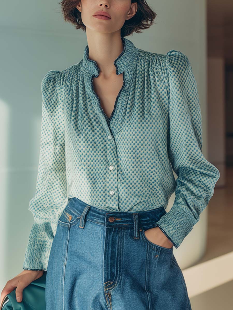 Oakly Fashion™ | Light Blue Velvet Shirt