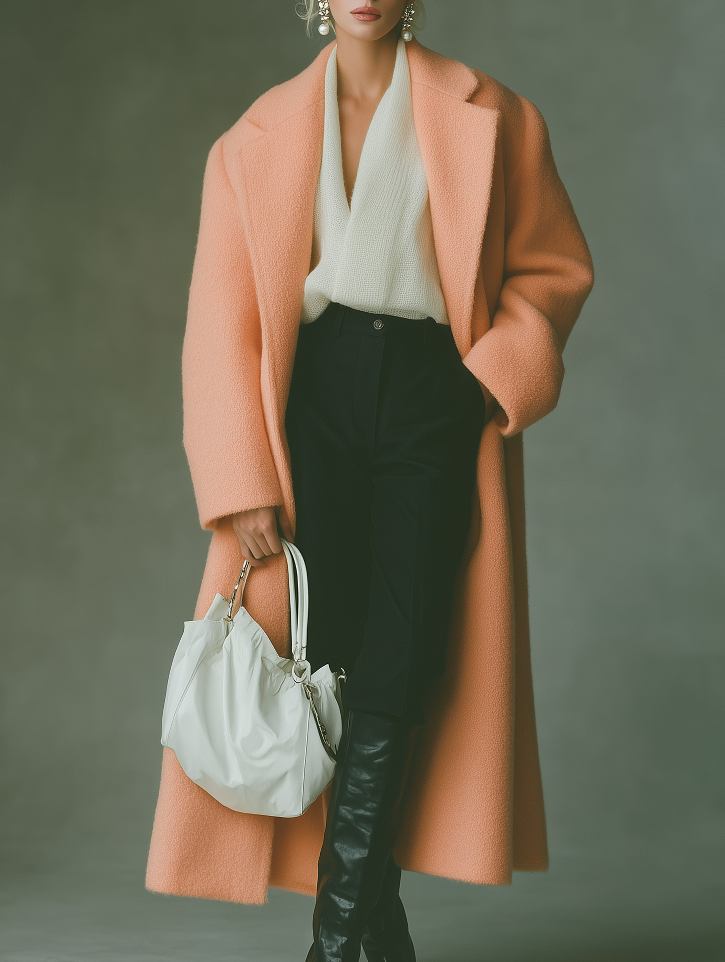 Urban Lapel Peach Orange Oversized Coats