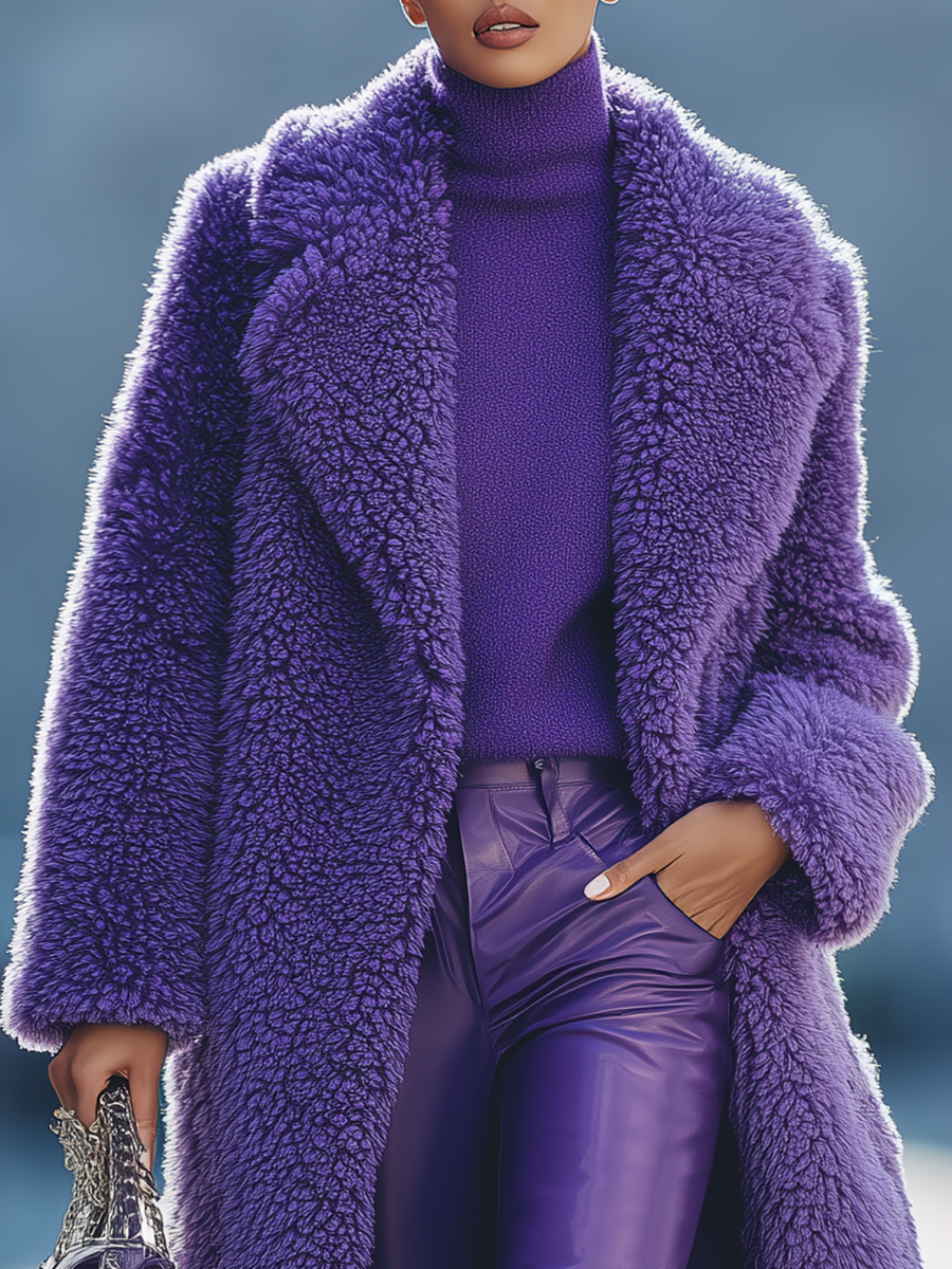Vintage Lapel Sherpa Coat