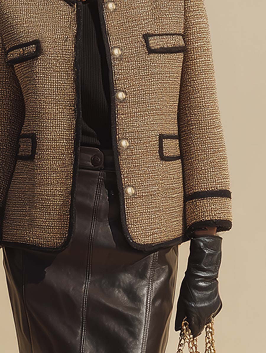 Vintage And Sophisticated Brown Button-down Tweed Blazers