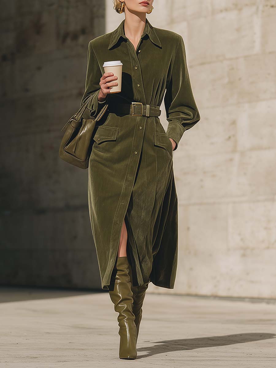 Oakly Fashion™ | Velvet Green Midi Dress