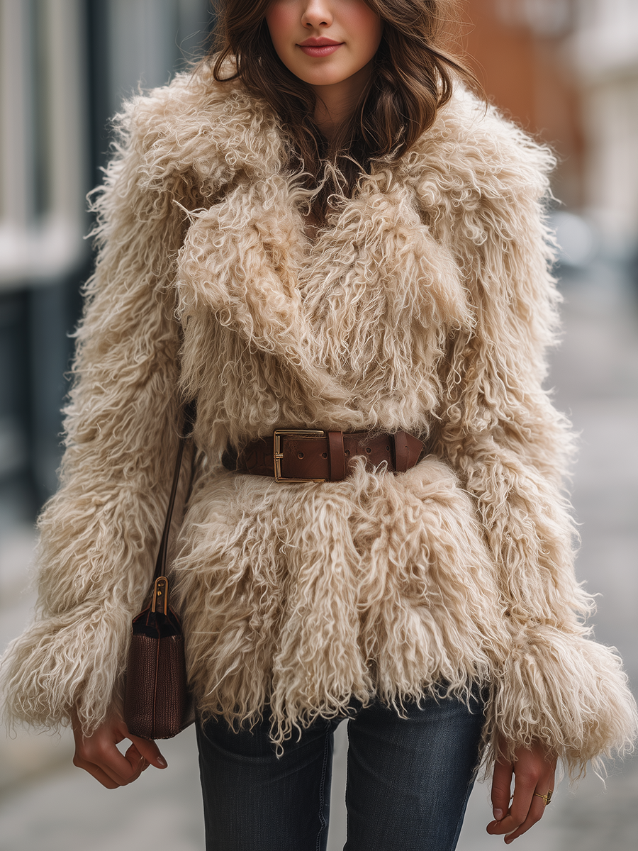 Vintage Urban Lapel Faux Fur Coat