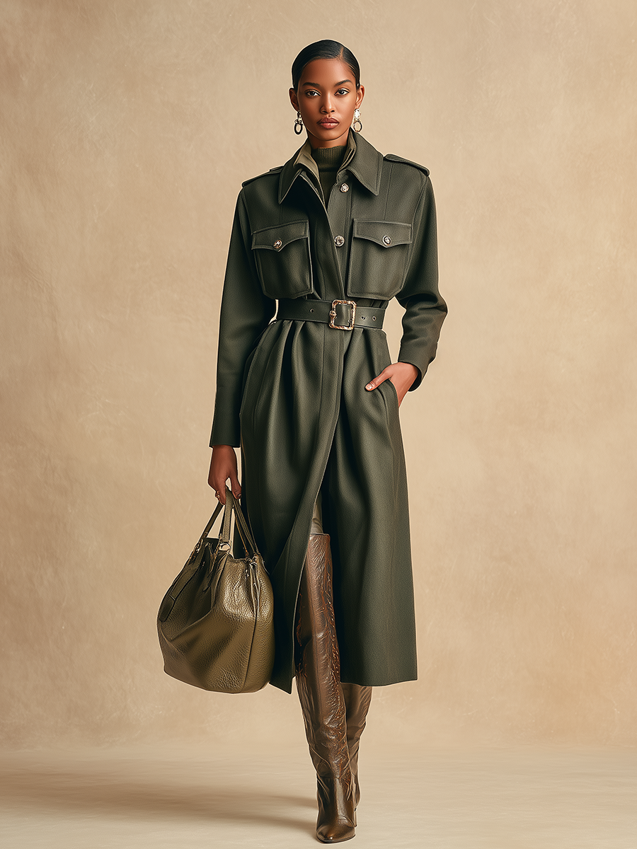 Elegant Vintage Lapel Faux Suede Long Coat