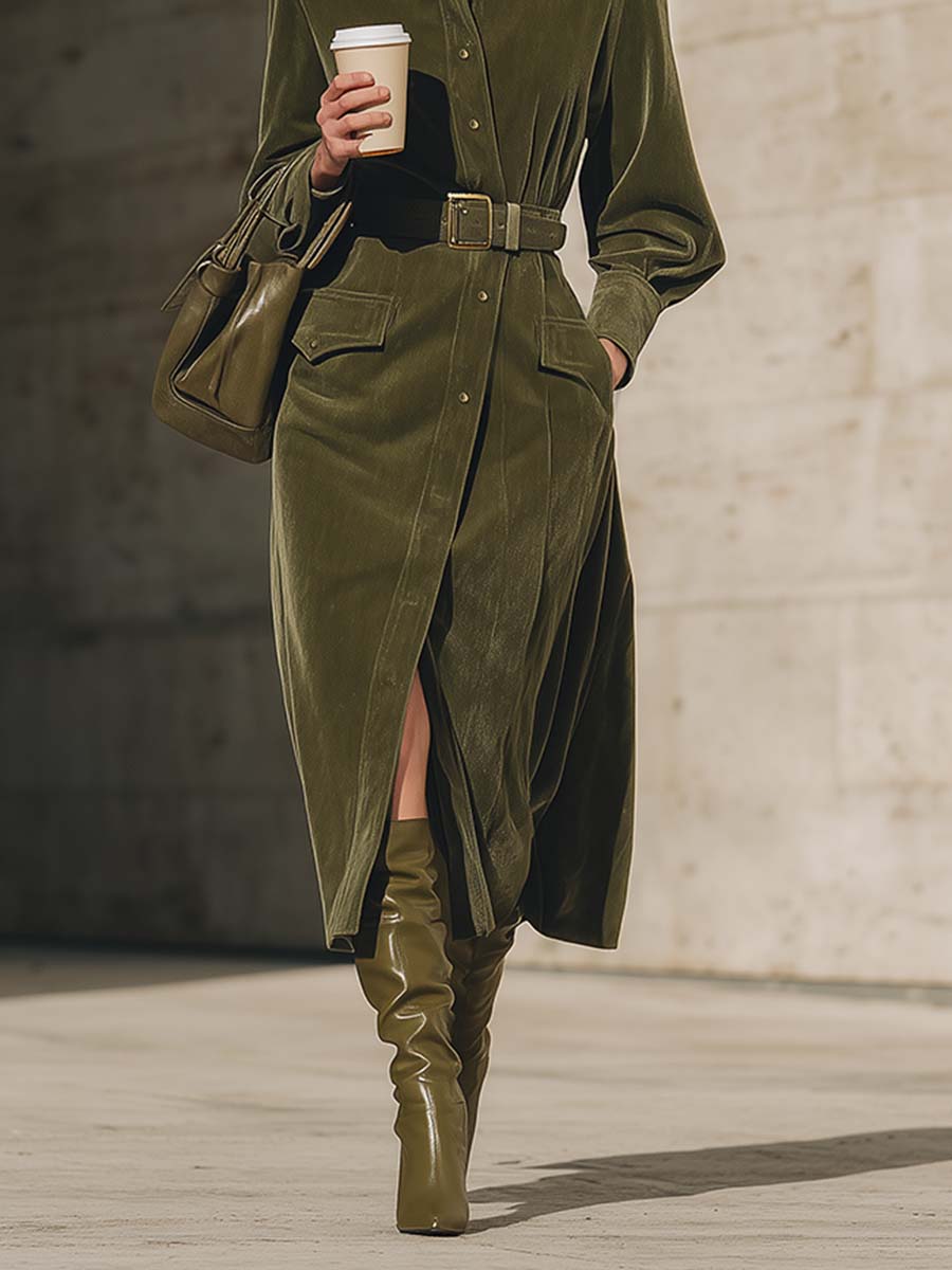 Oakly Fashion™ | Velvet Green Midi Dress