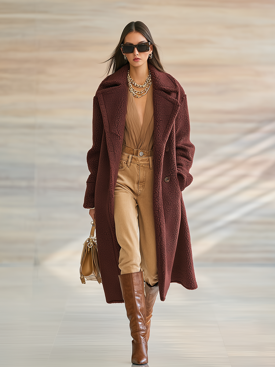 Vintage Outdoor Warm Sherpa Mid-length Coat