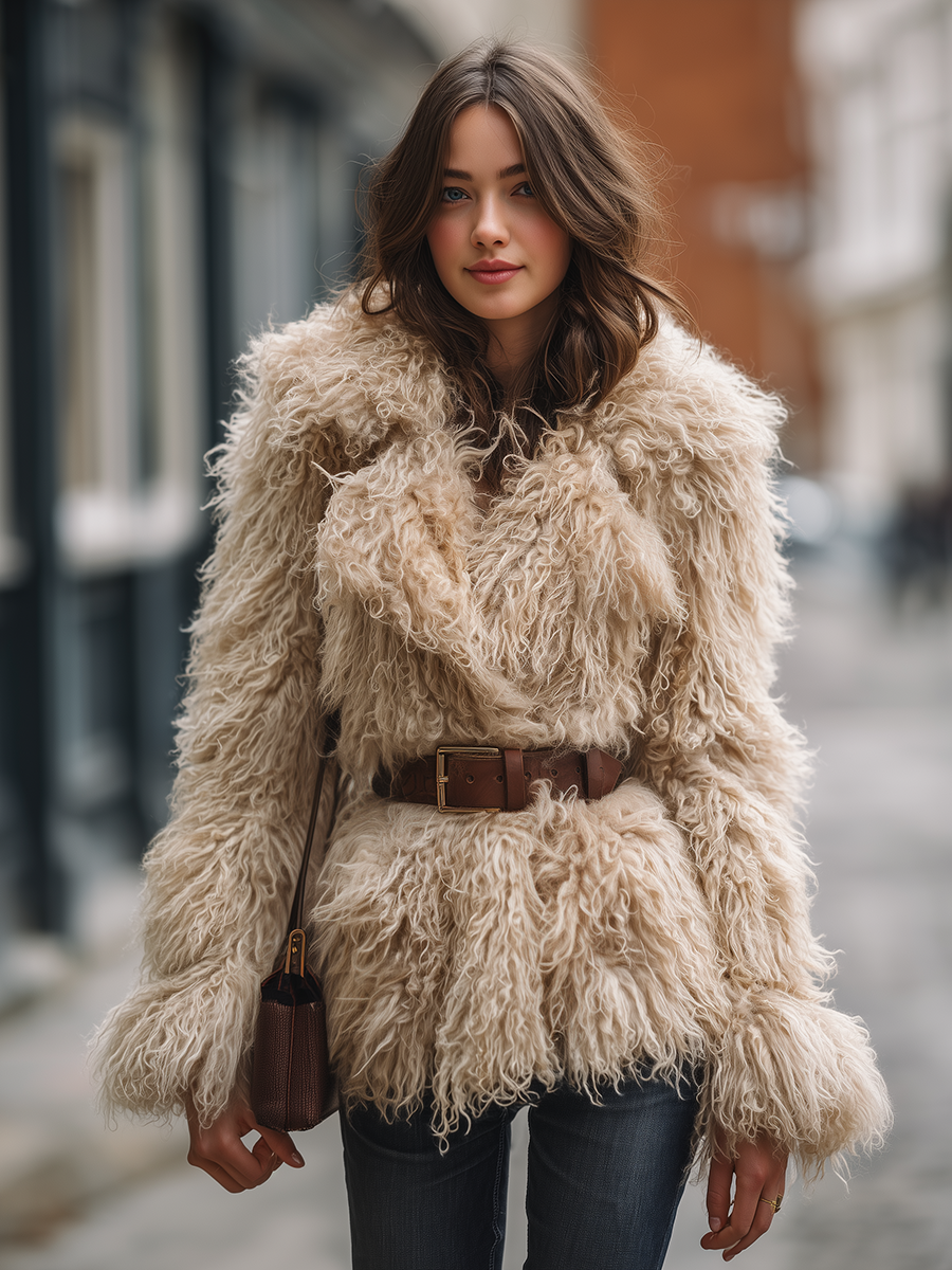 Vintage Urban Lapel Faux Fur Coat