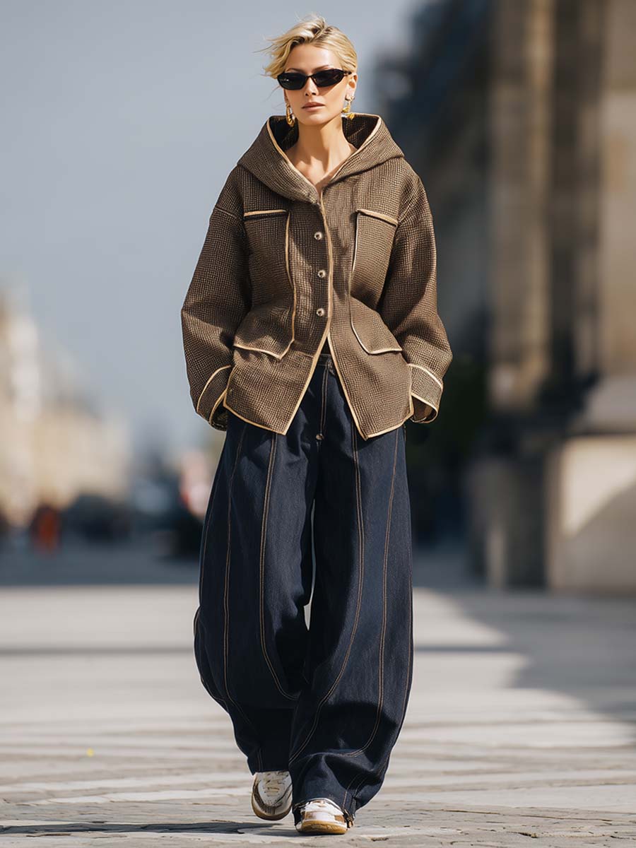 Exquisite Casual Fashion Versatile Loose Dark Blue Jeans Pants