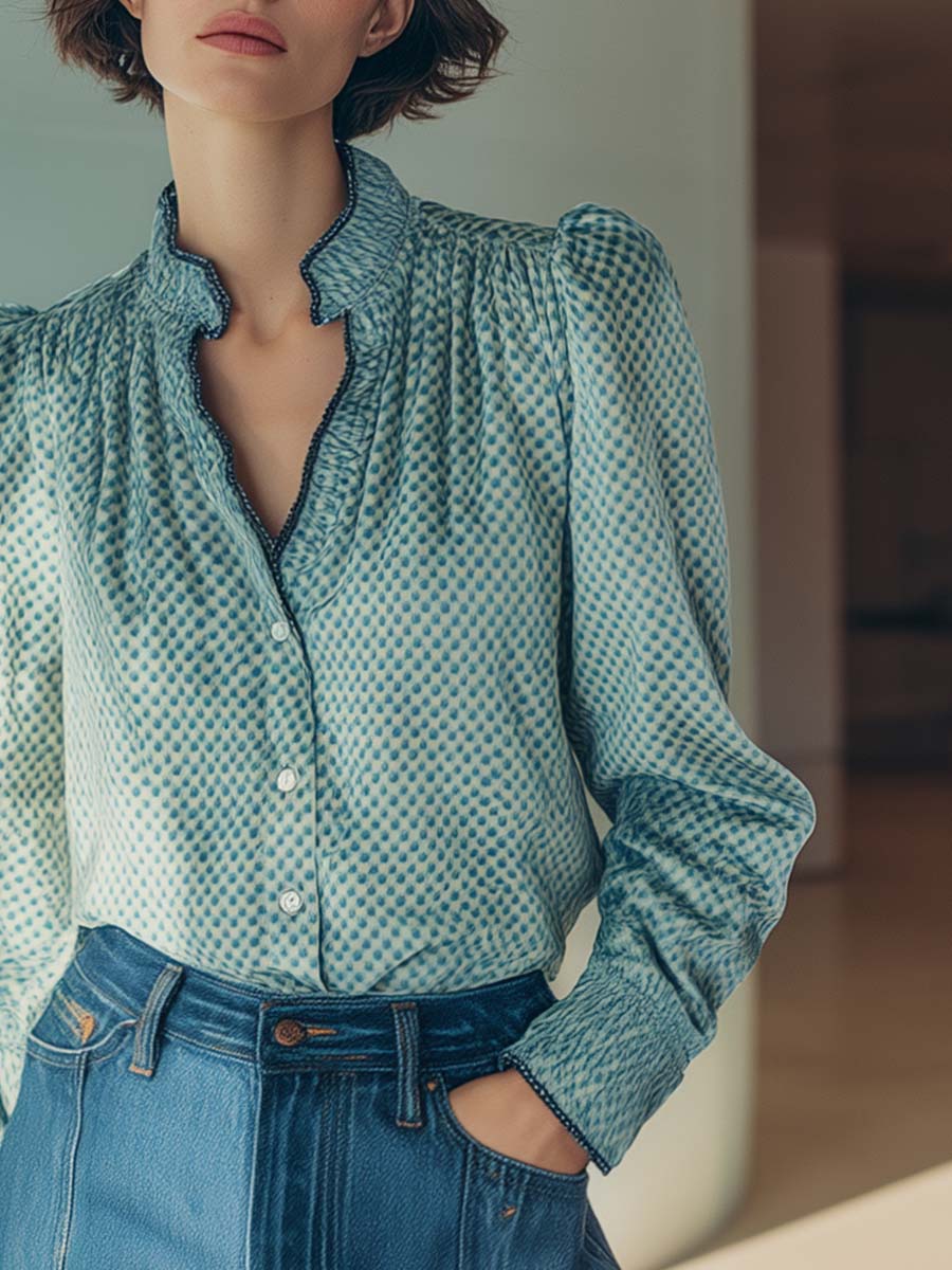 Oakly Fashion™ | Light Blue Velvet Shirt
