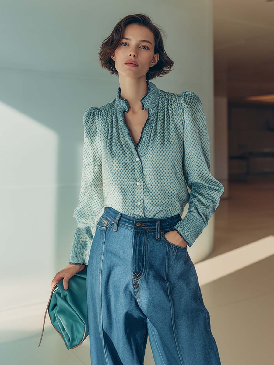 Oakly Fashion™ | Light Blue Velvet Shirt