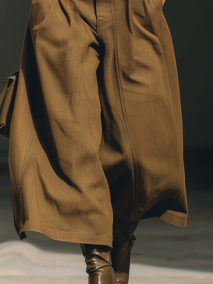 Oakly Fashion™ | Brown Cotton And Linen Cropped Trousers