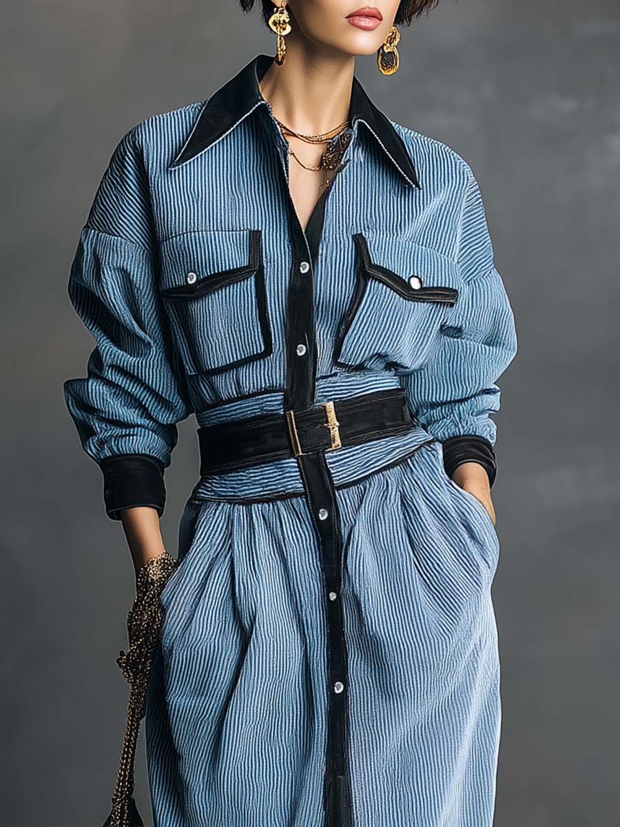 Oakly Fashion™ | Light Blue Corduroy Dress
