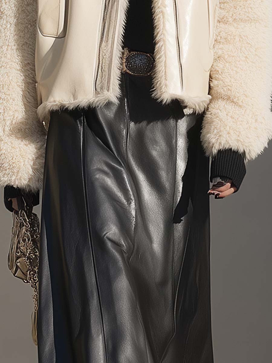 Oakly Fashion™ | Black Straight Faux Leather Long Skirt