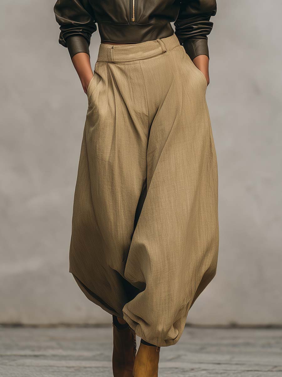 Oakly Fashion™ | Khaki Cotton And Linen Loose Pants
