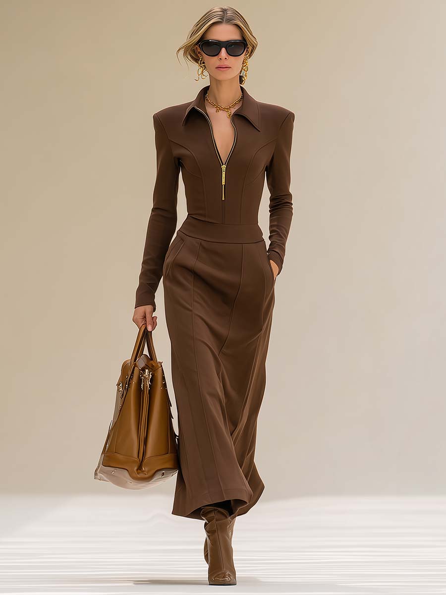 Oakly Fashion™ | Brown Cotton Maxi Dress