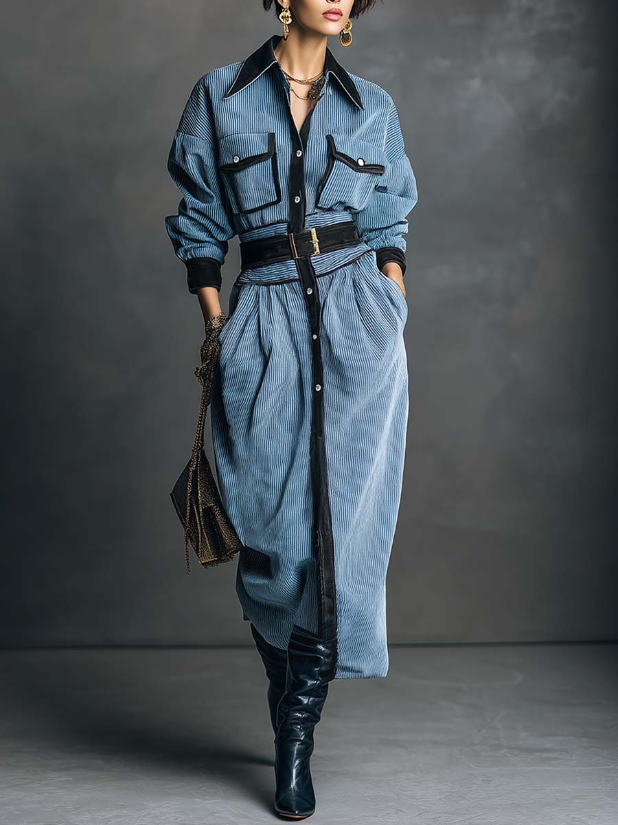 Oakly Fashion™ | Light Blue Corduroy Dress